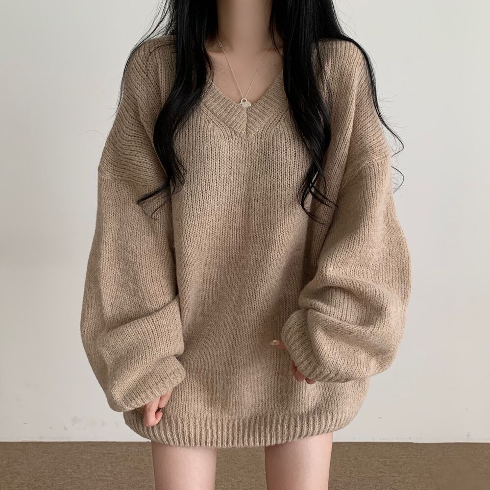 慵懶風寬松針織衫連衣裙