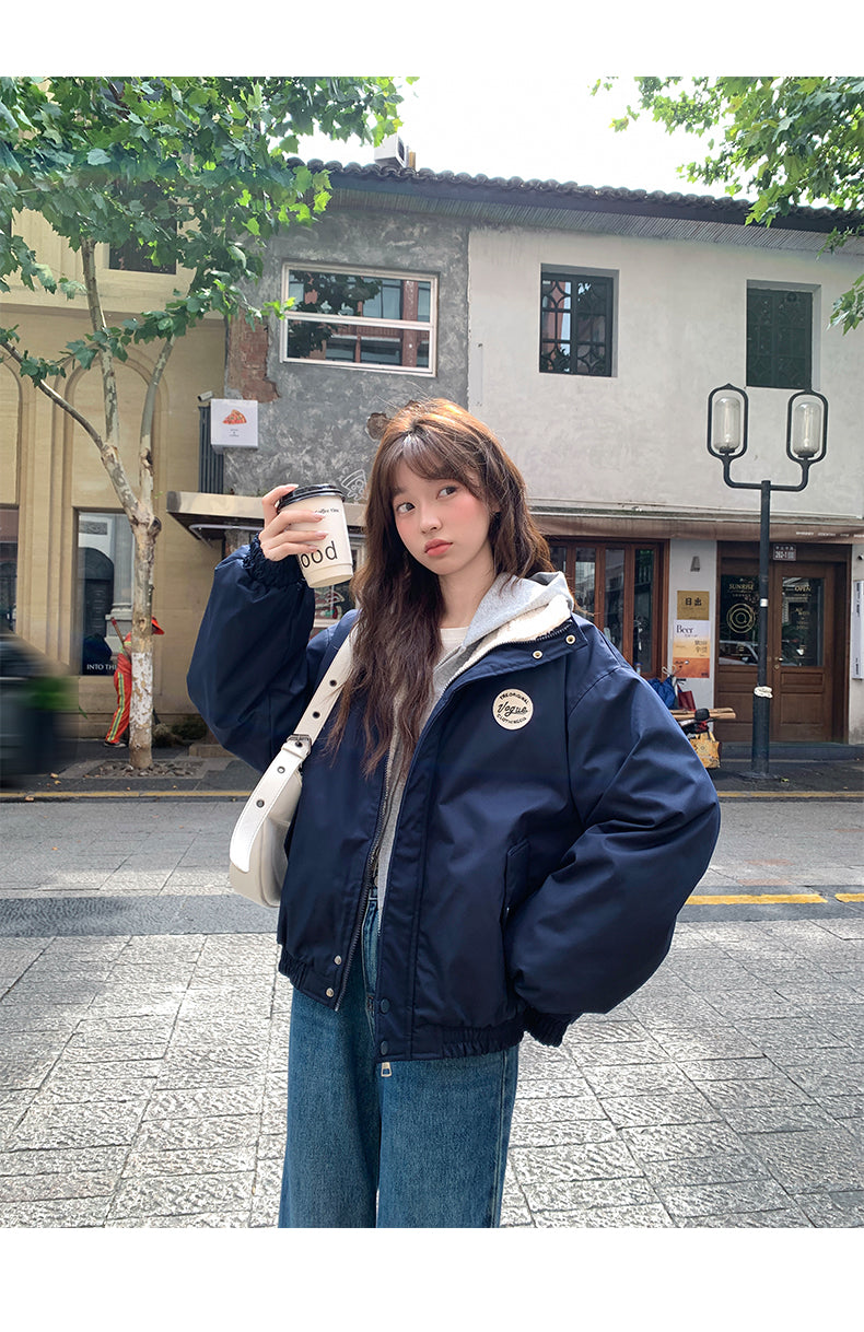 美式復古質感羊羔毛加絨外套