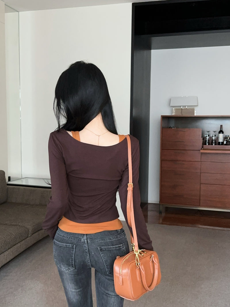 辣妹吊帶背心大U領短T
