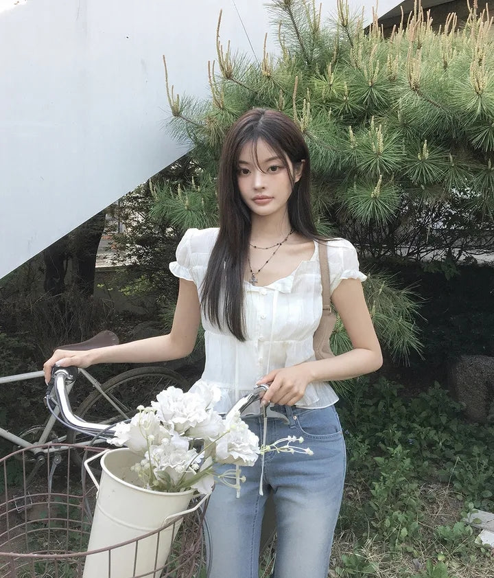 法式質感甜美襯衫