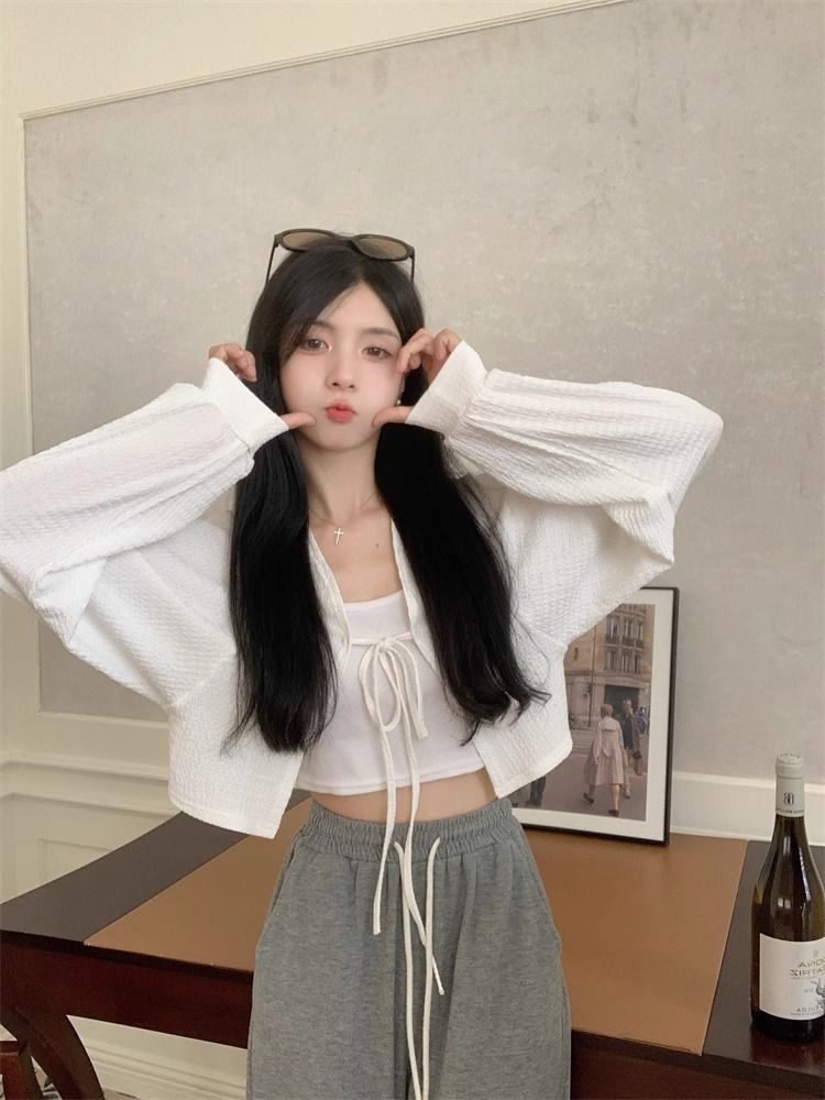 休閒百搭綁帶薄款開衫短外套