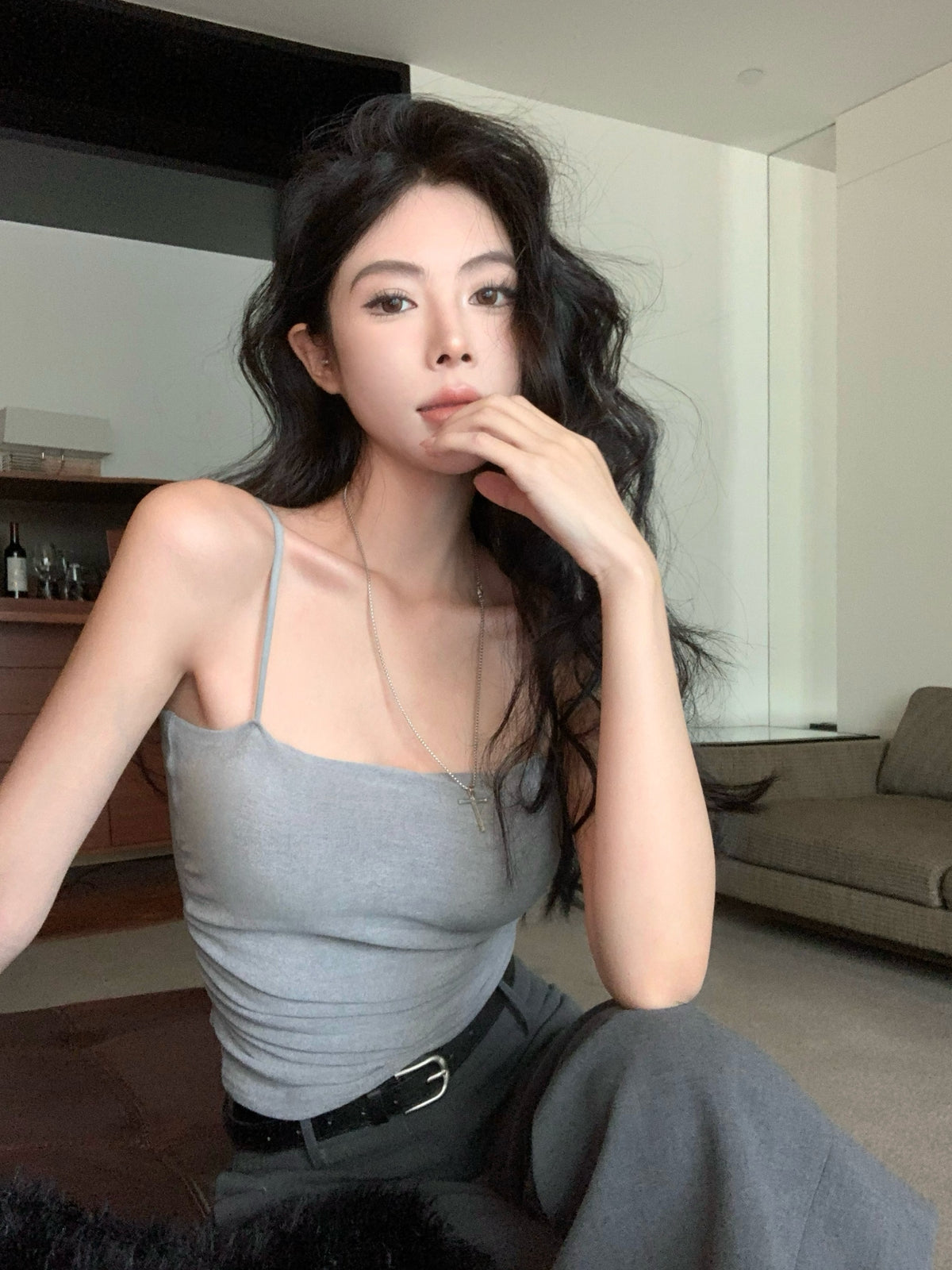 純欲性感吊帶內搭帶胸墊打底衫