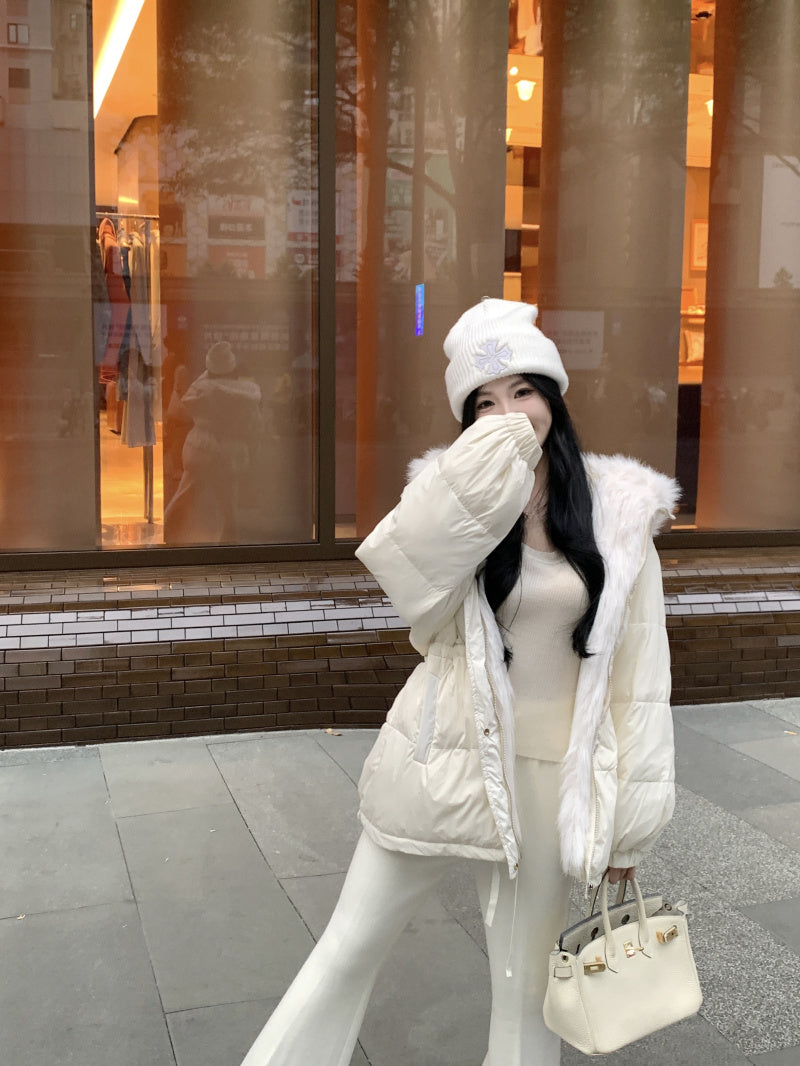 質感毛領連帽羽絨外套