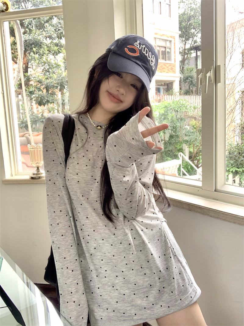 韓系波點防曬休閒上衣