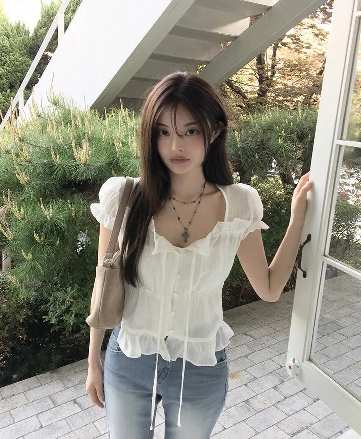 法式質感甜美襯衫