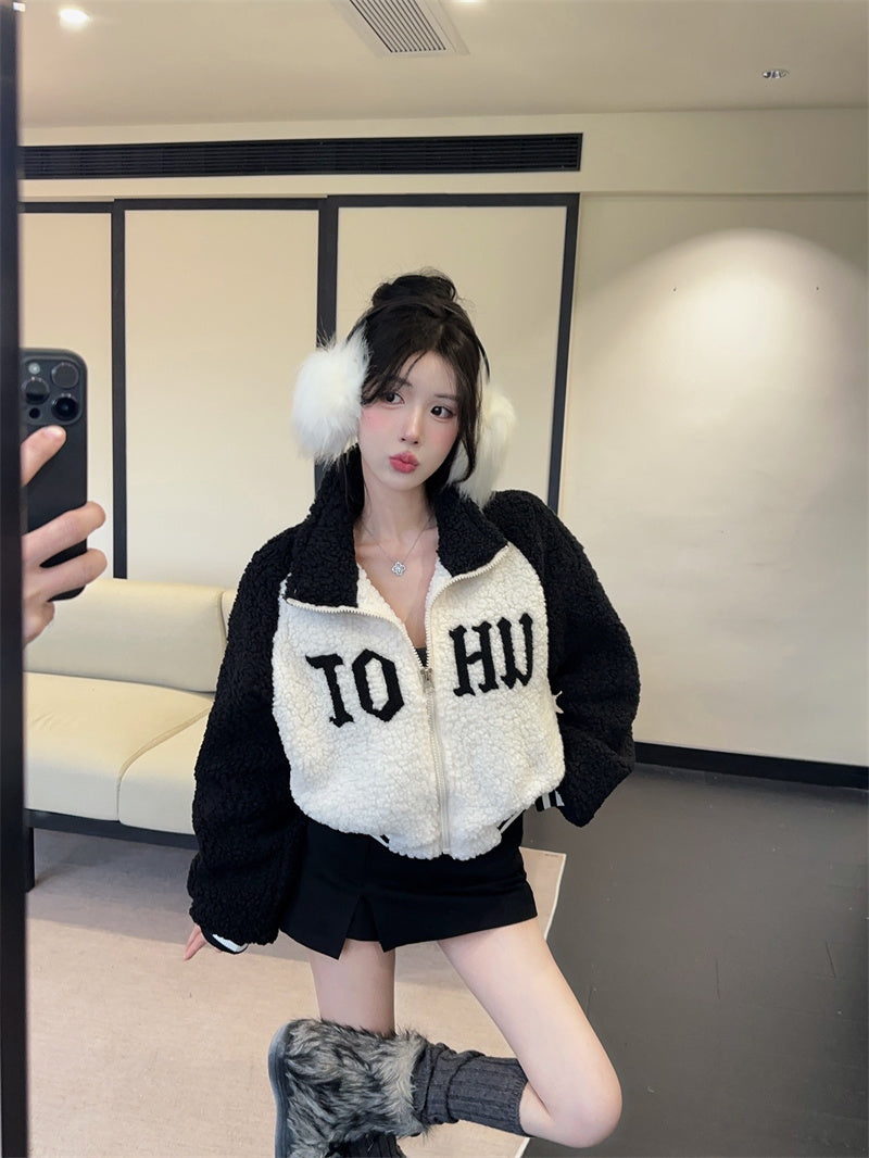 美式辣妹字母高級感寬鬆短款外套