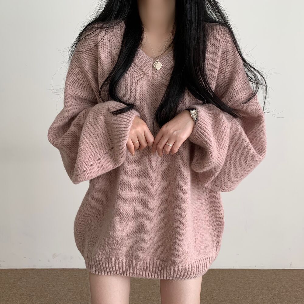 慵懶風寬松針織衫連衣裙