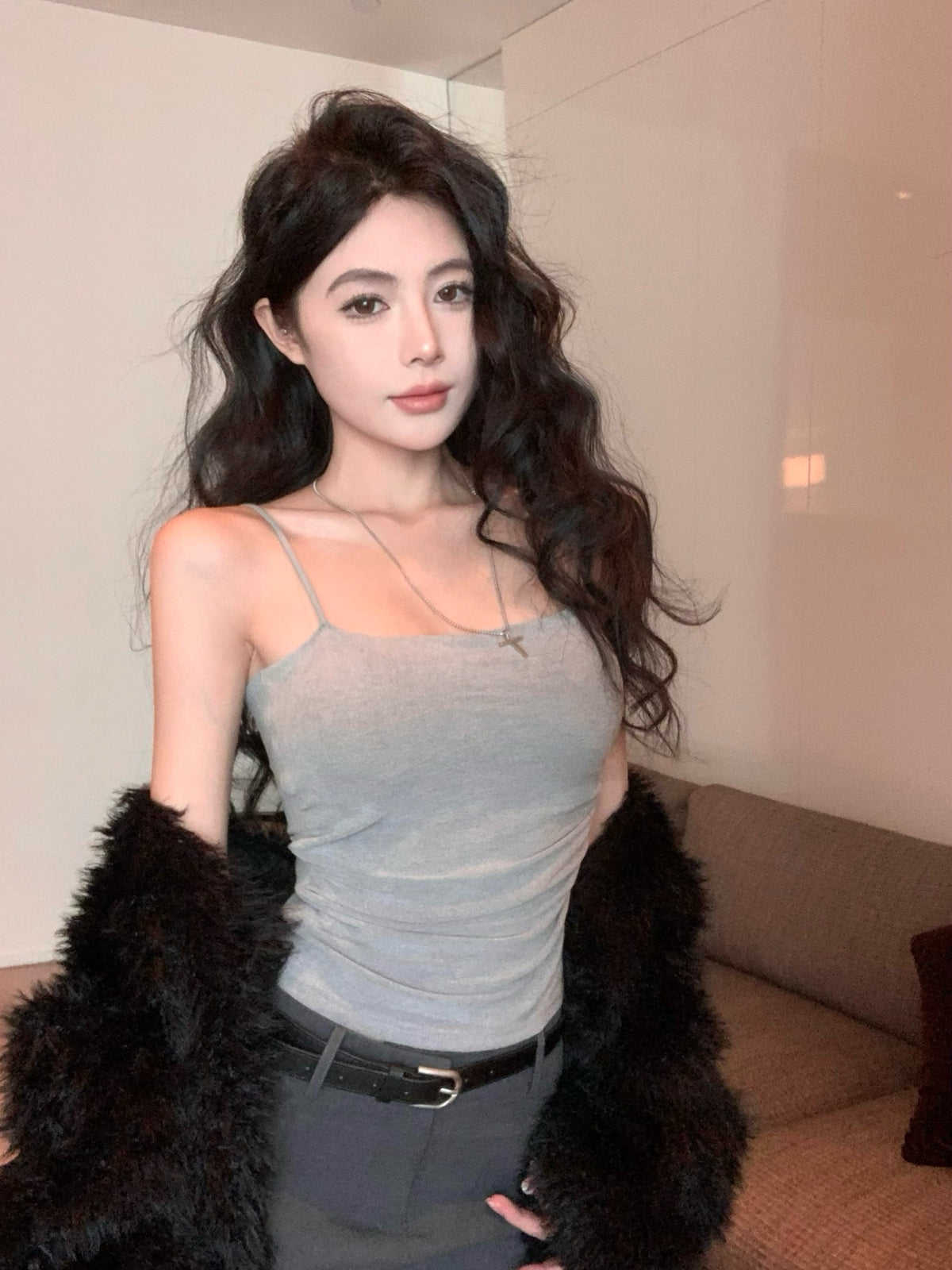 純欲性感吊帶內搭帶胸墊打底衫
