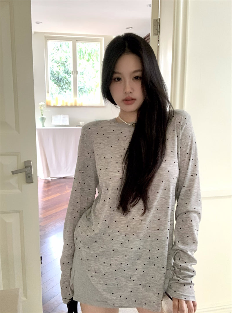 韓系波點防曬休閒上衣