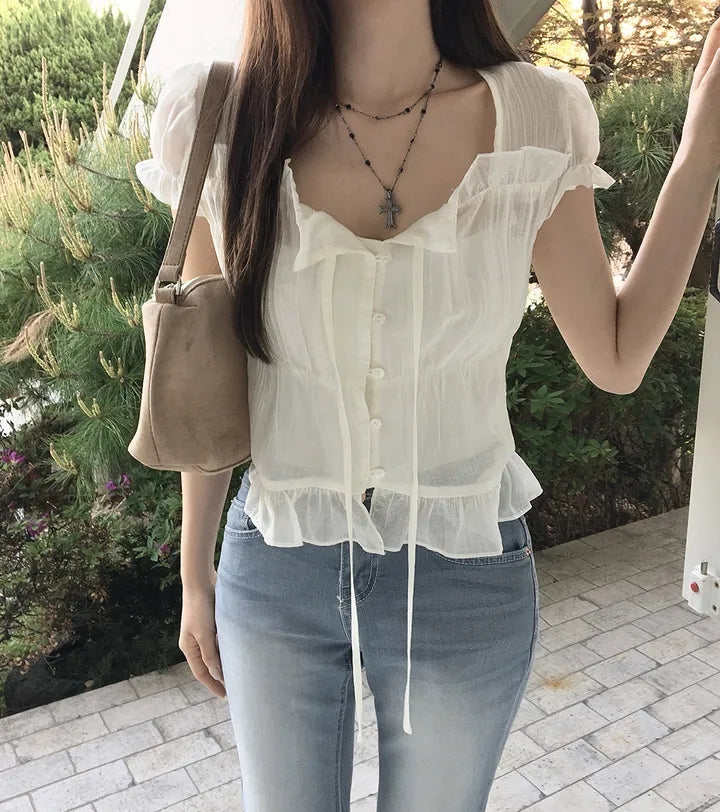 法式質感甜美襯衫