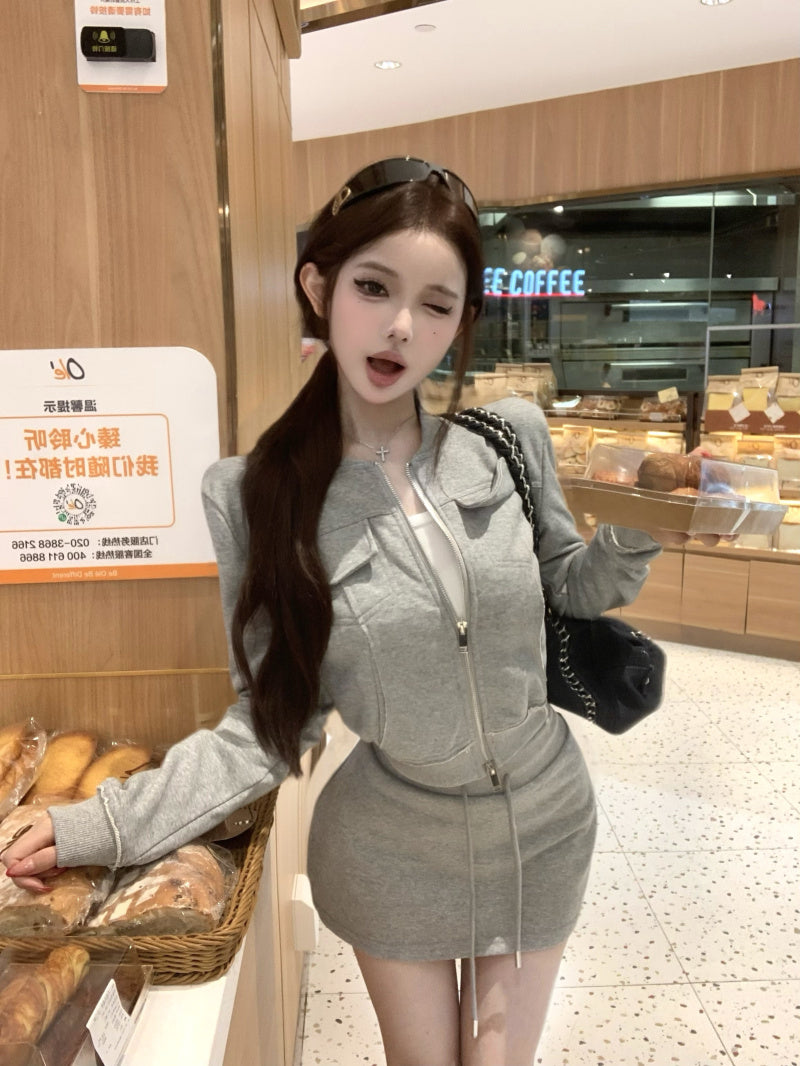 高級感慵懶簡約百搭韓系短裙套裝