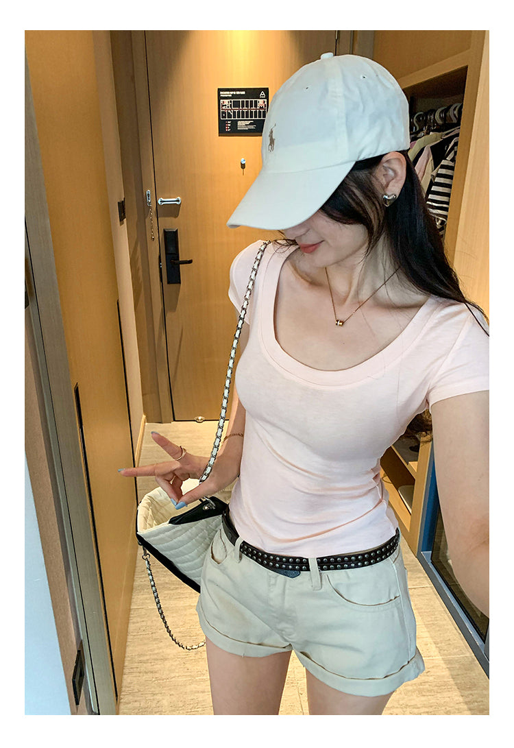 氣質U領短款上衣