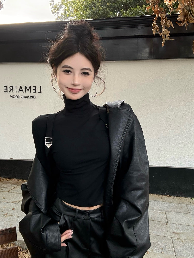 辣妹風設計感背帶內搭打底衫