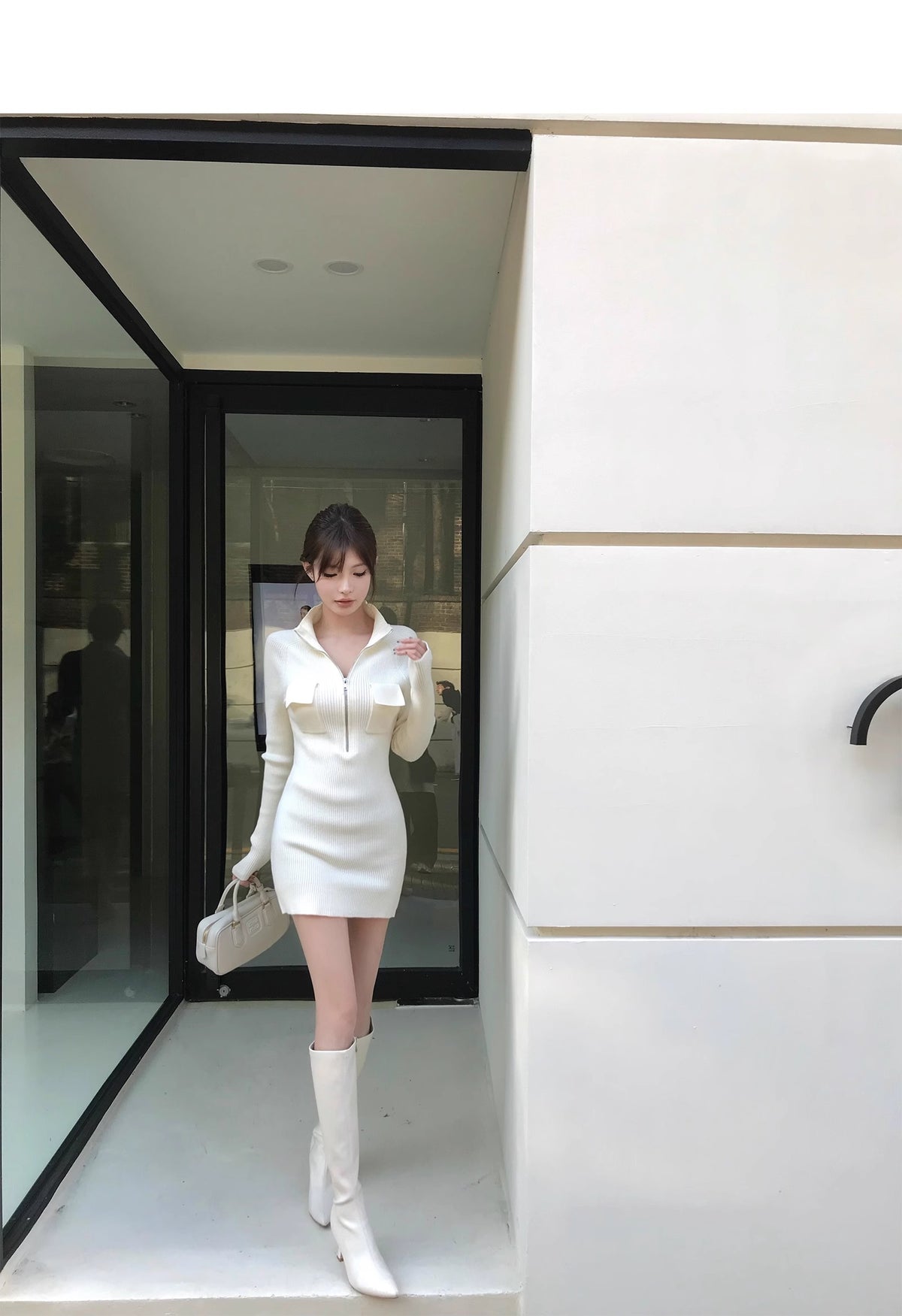 氣質名媛溫柔小香風針織毛衣連衣裙