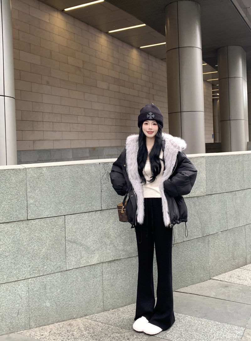 質感毛領連帽羽絨外套