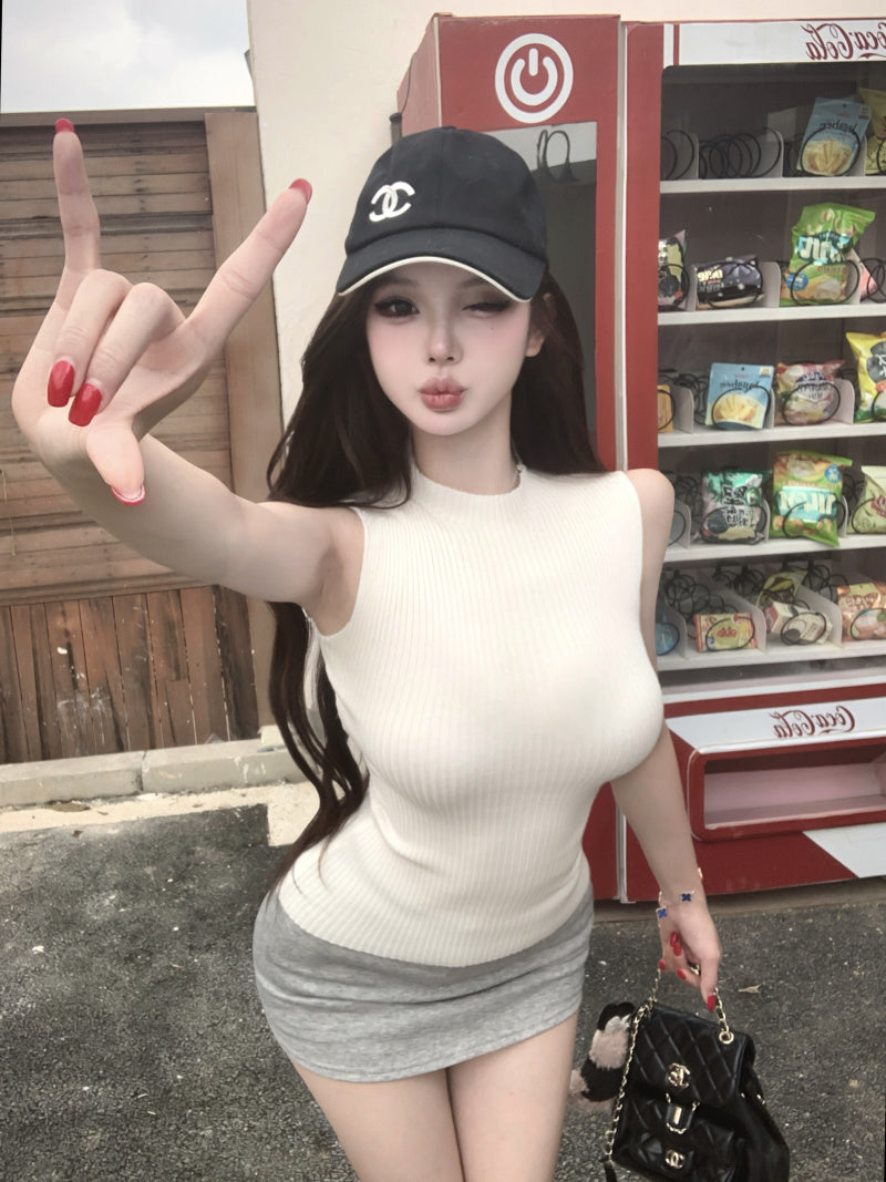 chic別緻露肩無袖背心顯瘦上衣&短裙
