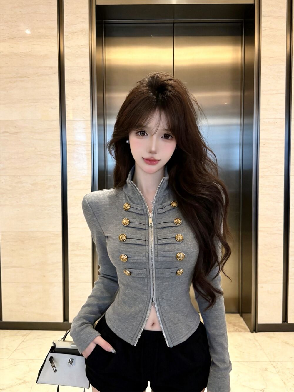 純欲辣妹設計感鈕扣上衣