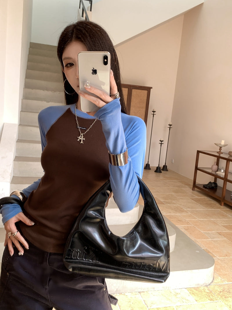 美式復古撞色圓領長袖