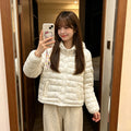 冬季質感慵懶風碎花波點羽絨服