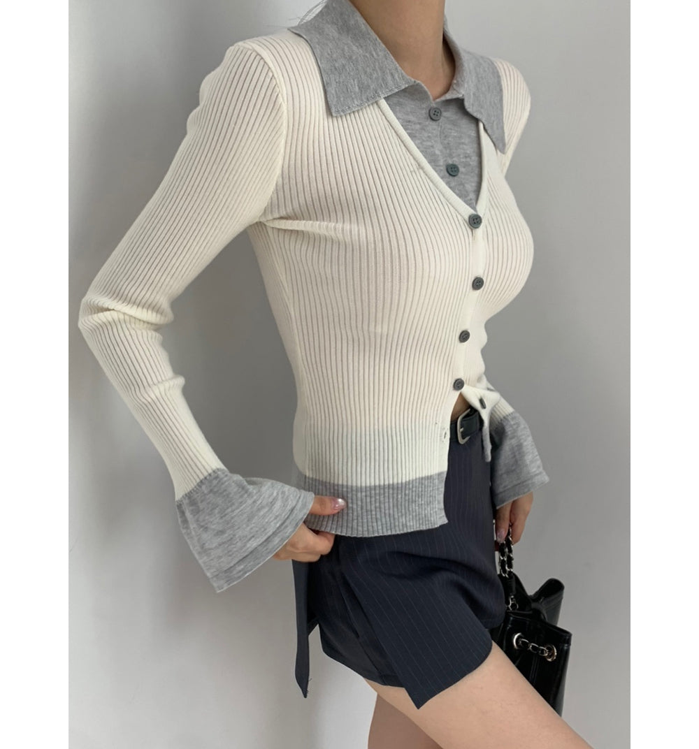 設計感假兩件內搭上衣