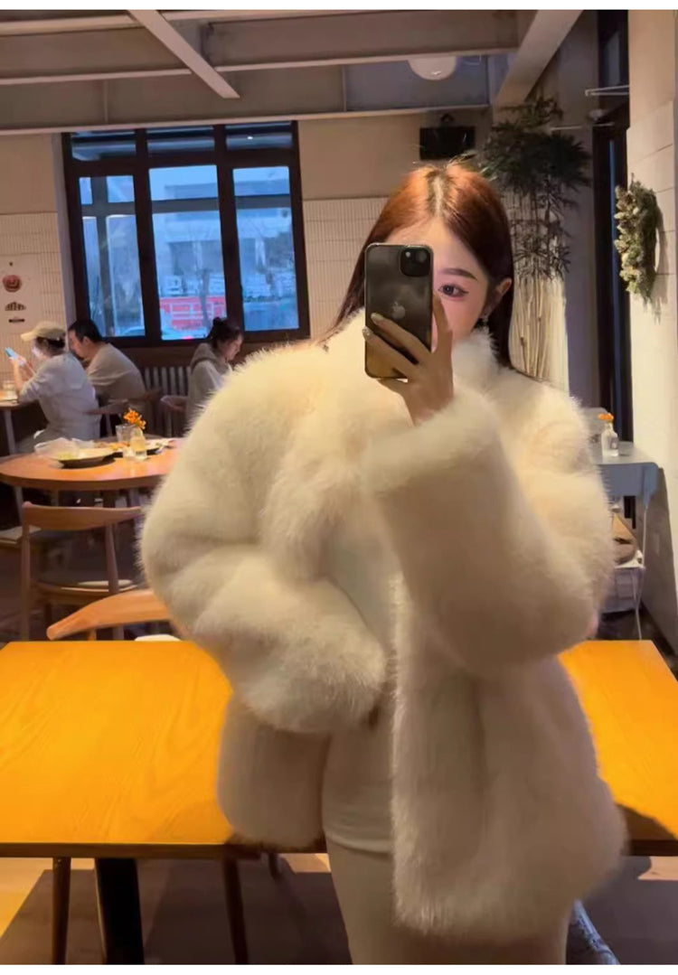 質感仿水貂毛外套