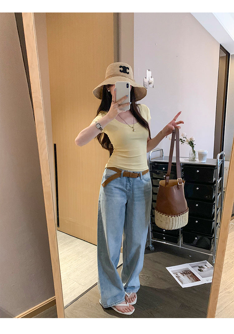 氣質U領短款上衣