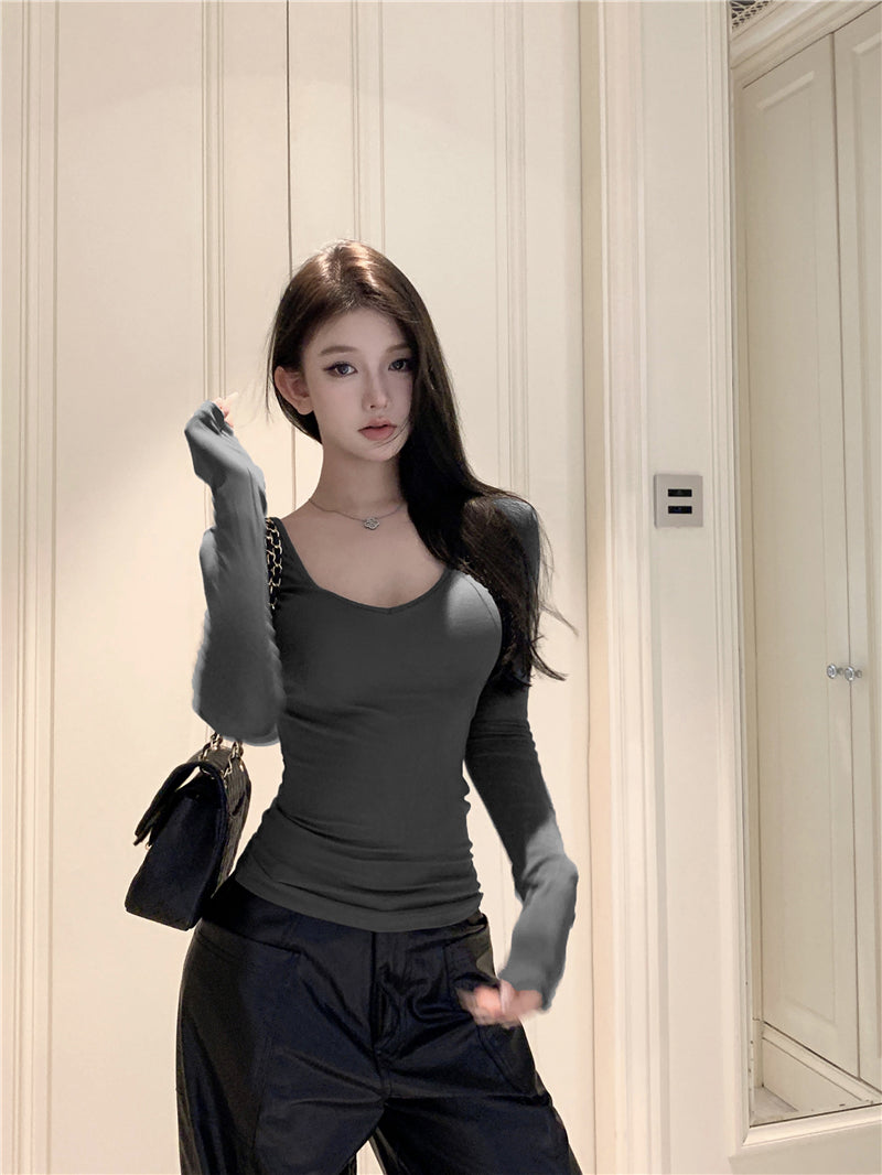 高級質感V領修身打底衫