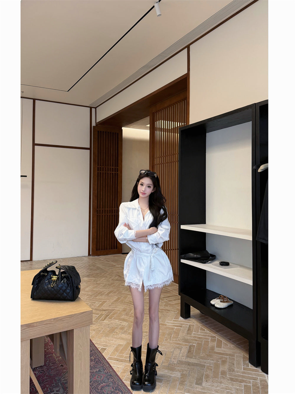 韓系溫柔氣質襯衫連衣裙