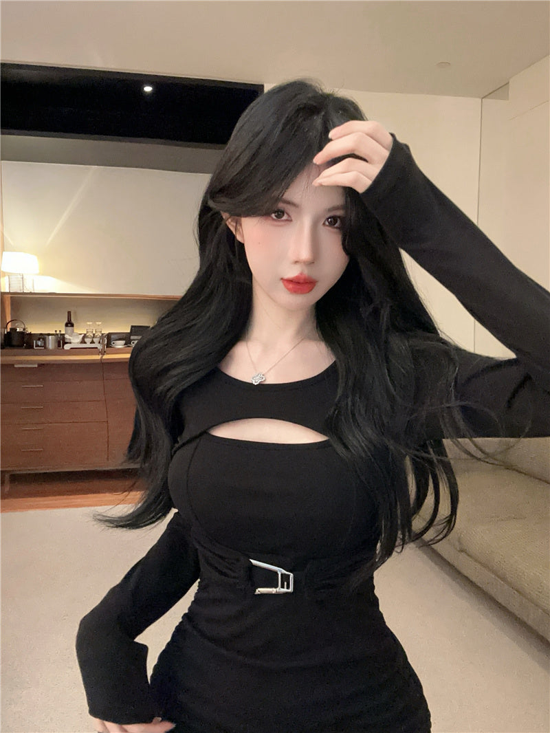 純欲辣妹性感皺褶包臀連衣裙