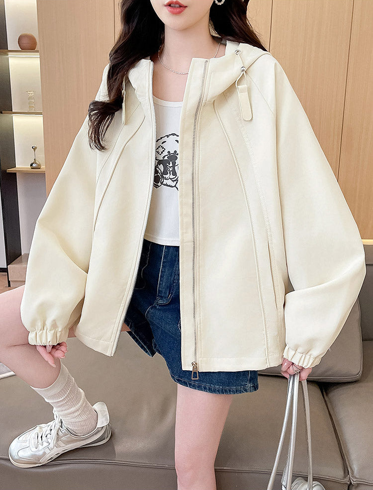 質感純色連帽外套