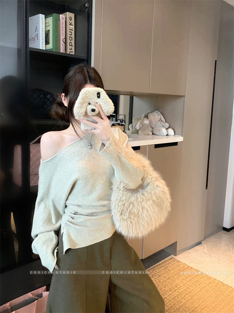 百搭氣質收腰毛衣打底衫