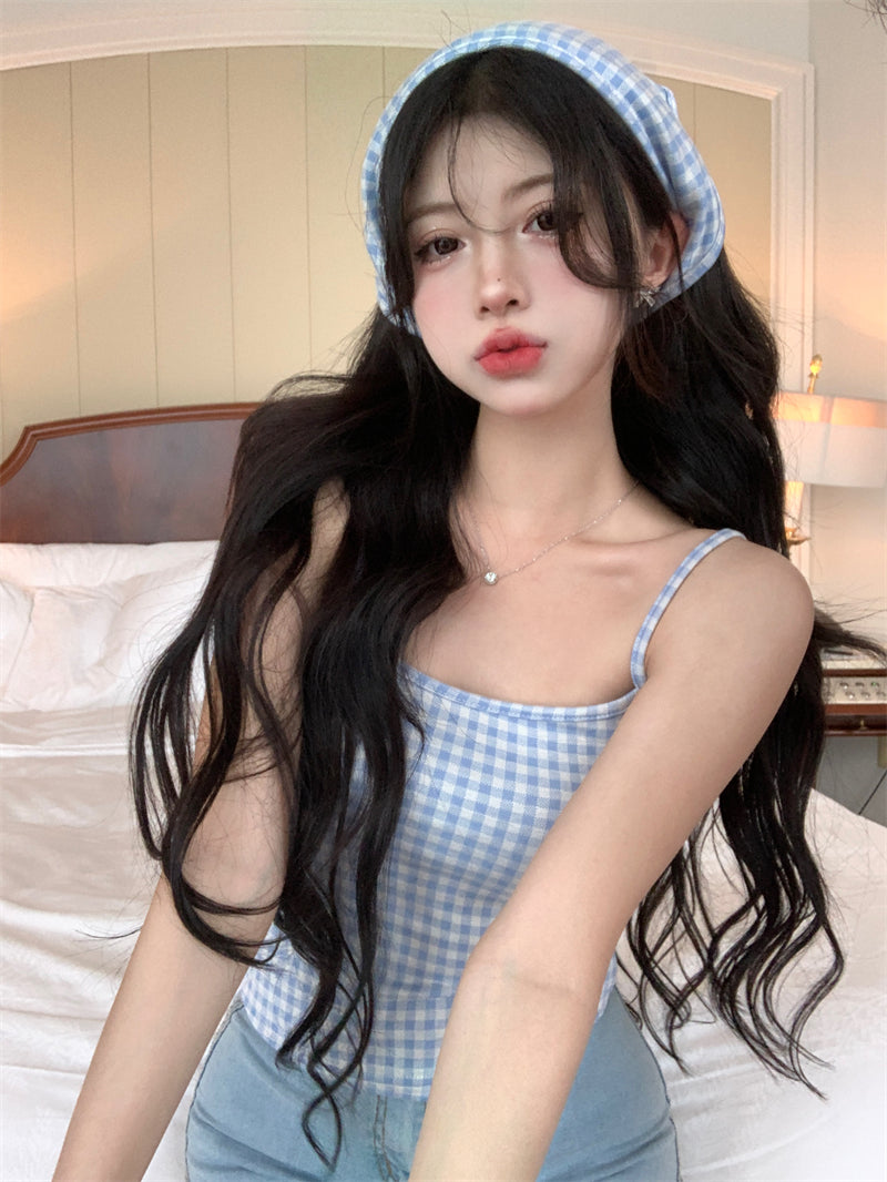 少女甜美可愛修身彈力吊帶