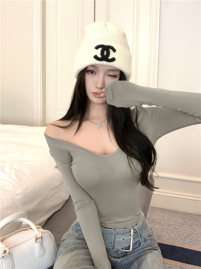 高級質感V領修身打底衫