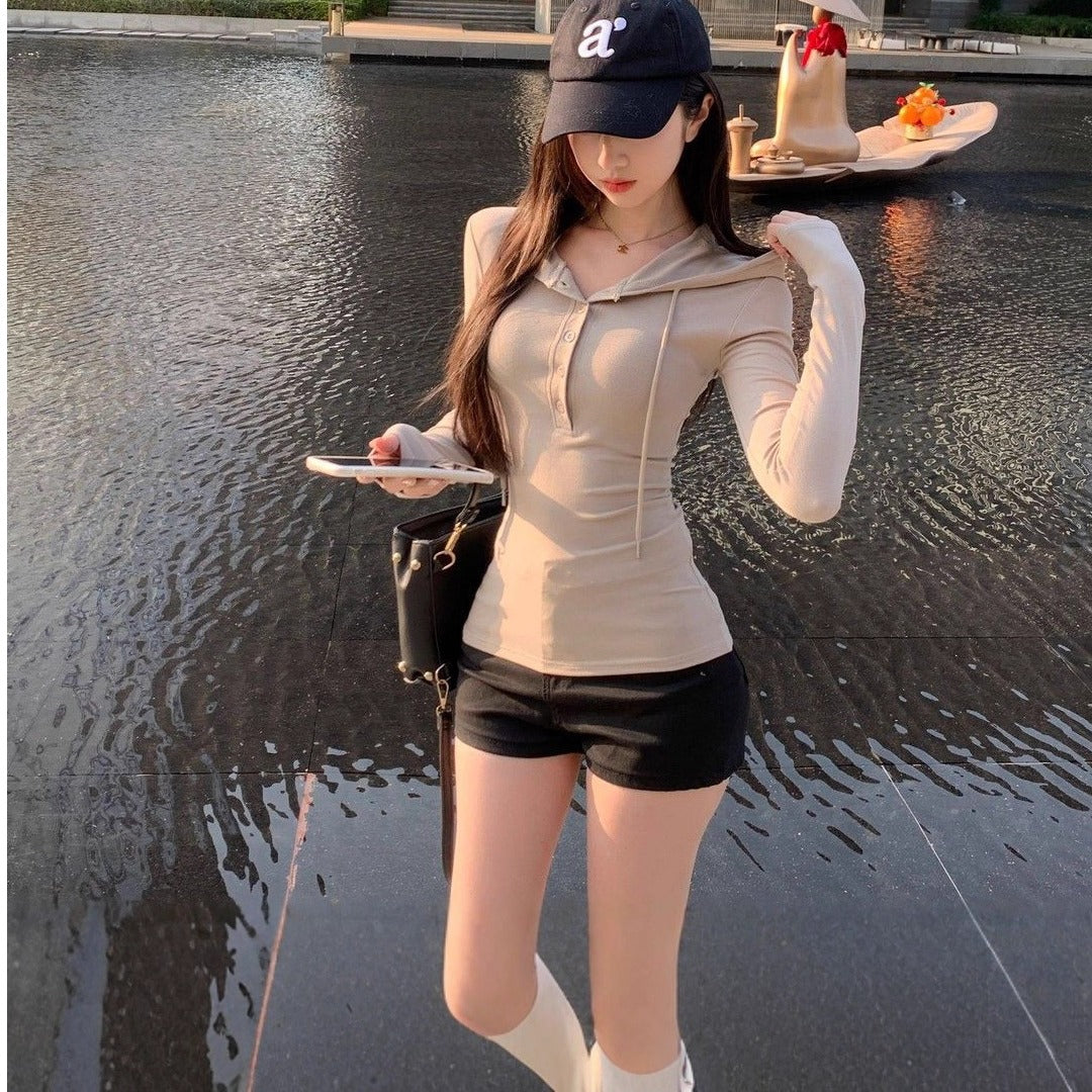 氣質簡約修身長袖上衣