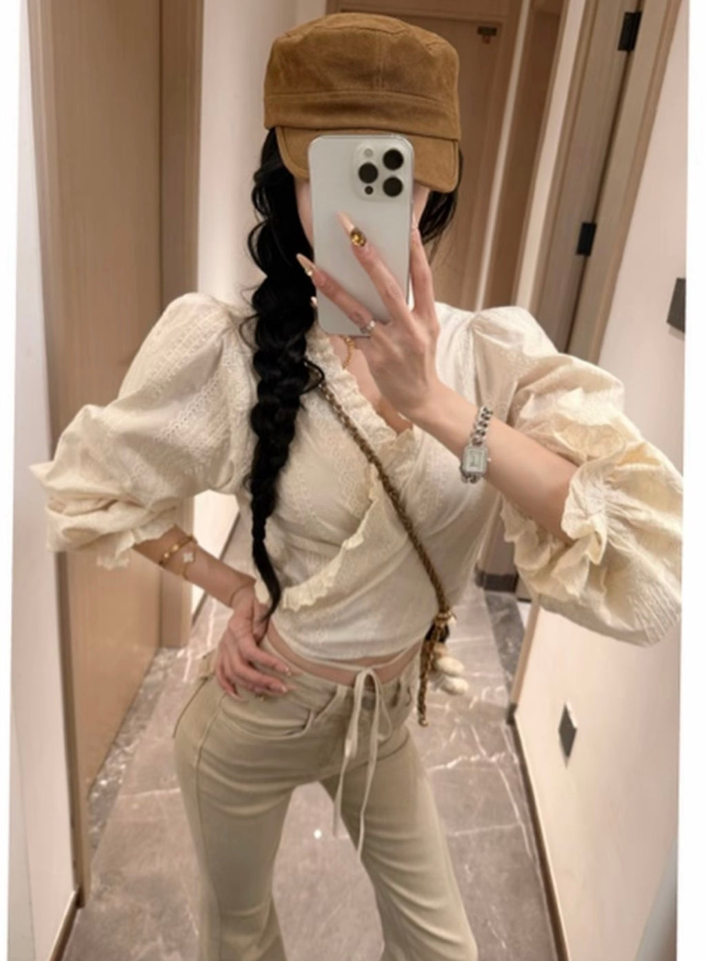 時尚百搭花邊蕾絲上衣