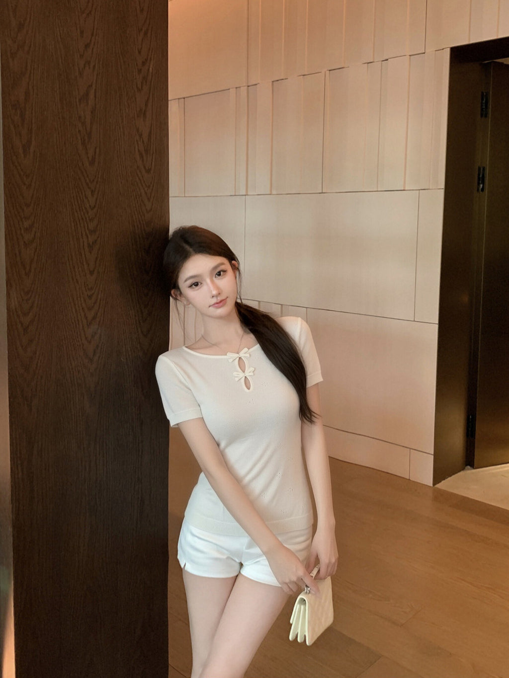 圓領蝴蝶結顯瘦上衣