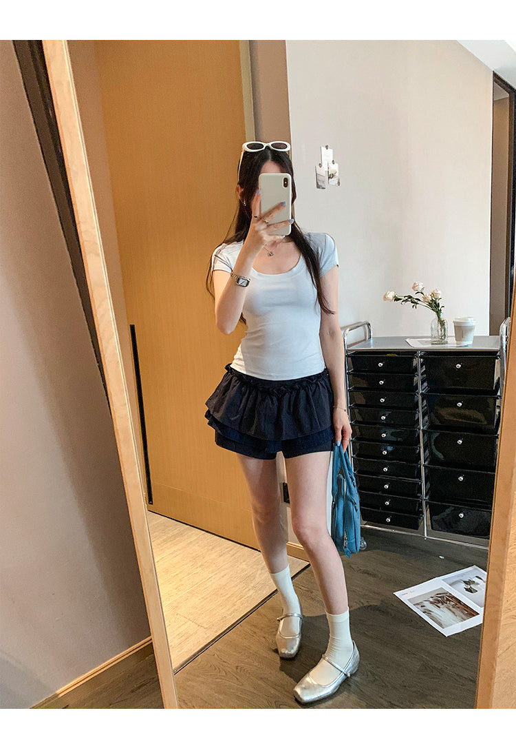 氣質U領短款上衣