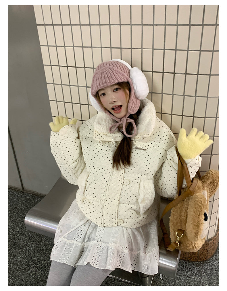 冬季慵懶風質感波點羽絨服