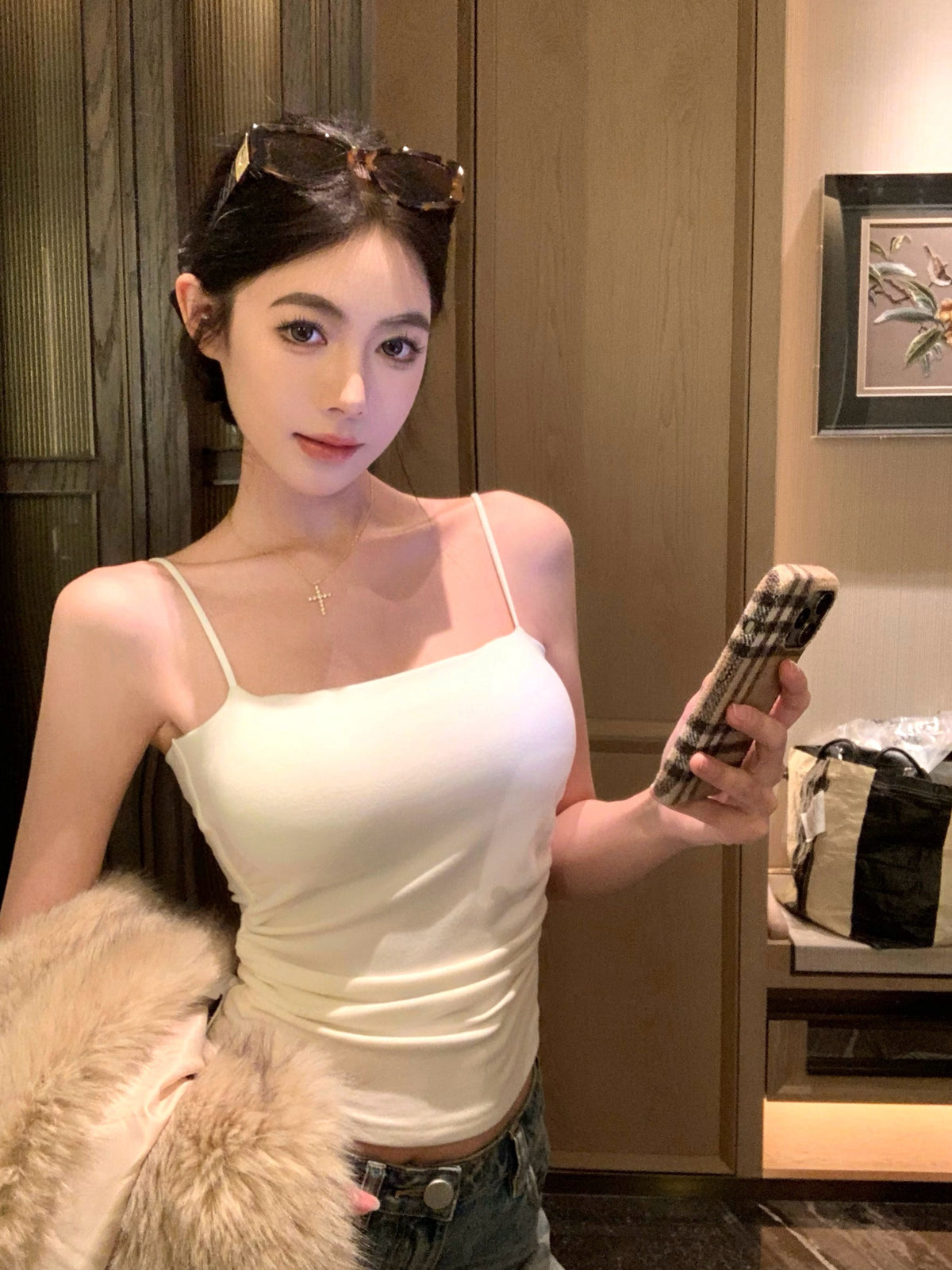 純欲性感吊帶內搭帶胸墊打底衫