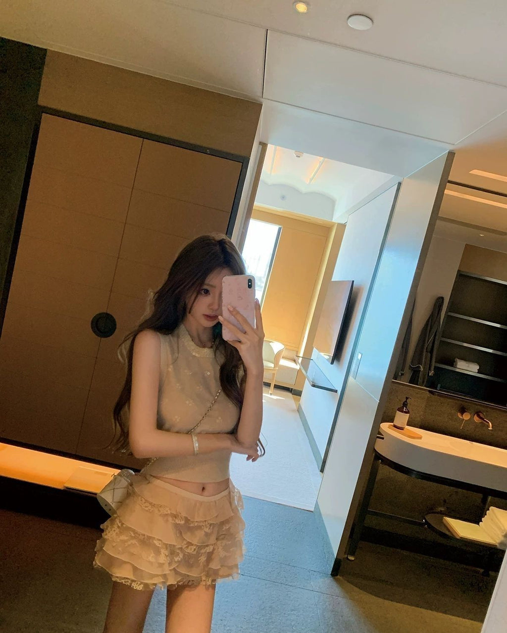 氣質少女蕾絲蓬蓬半身裙