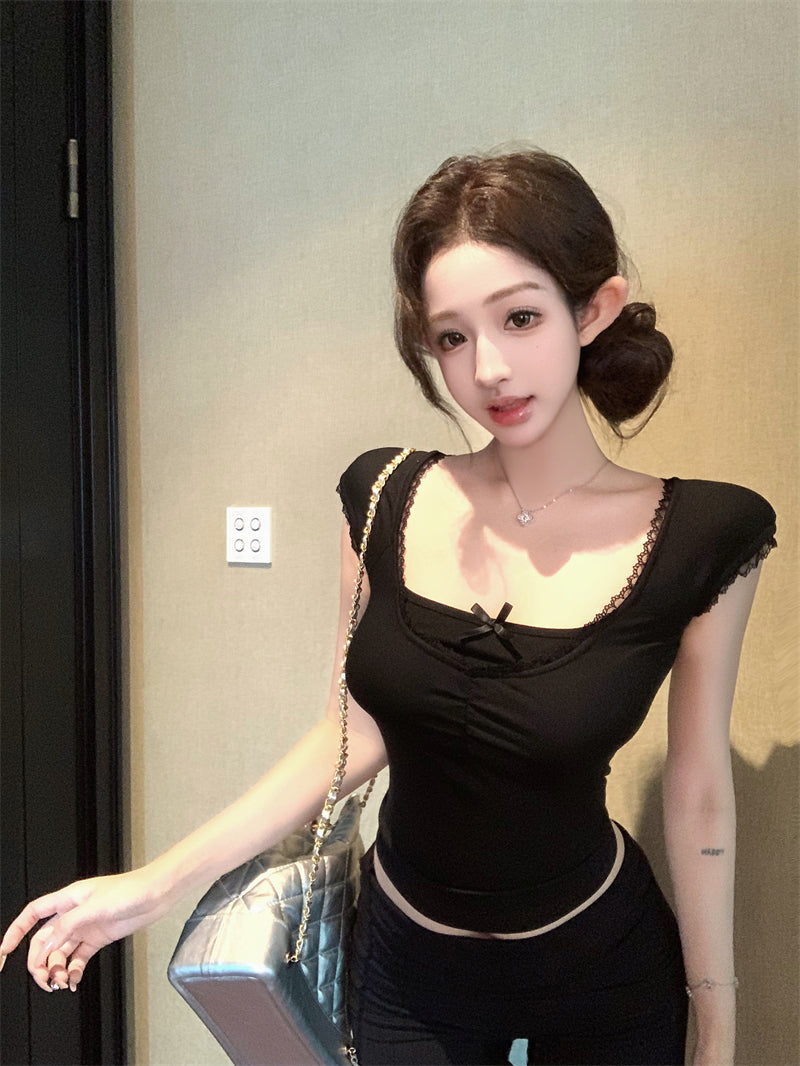 時尚百搭修身顯瘦蕾絲上衣