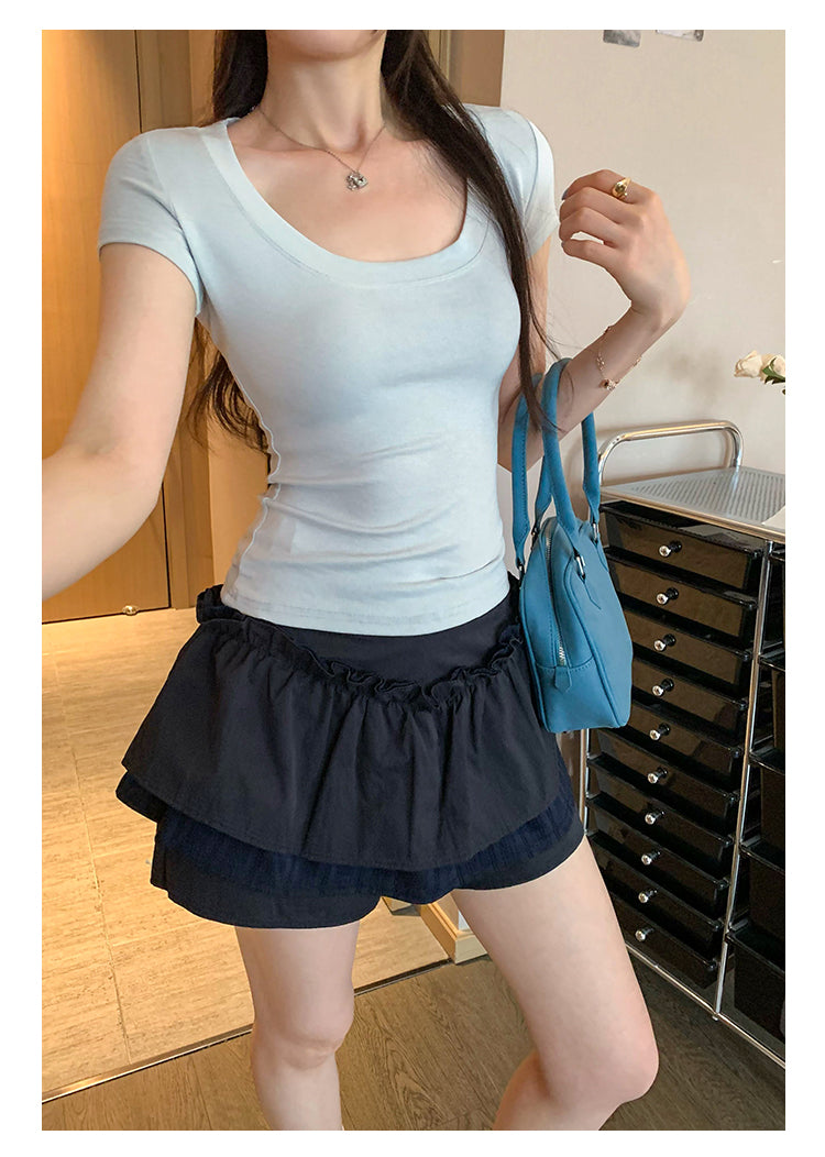 氣質U領短款上衣