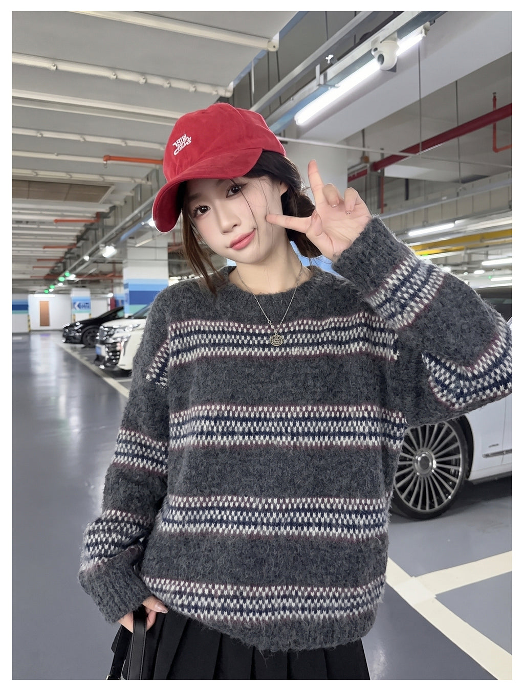 美式圓領撞色休閒外套