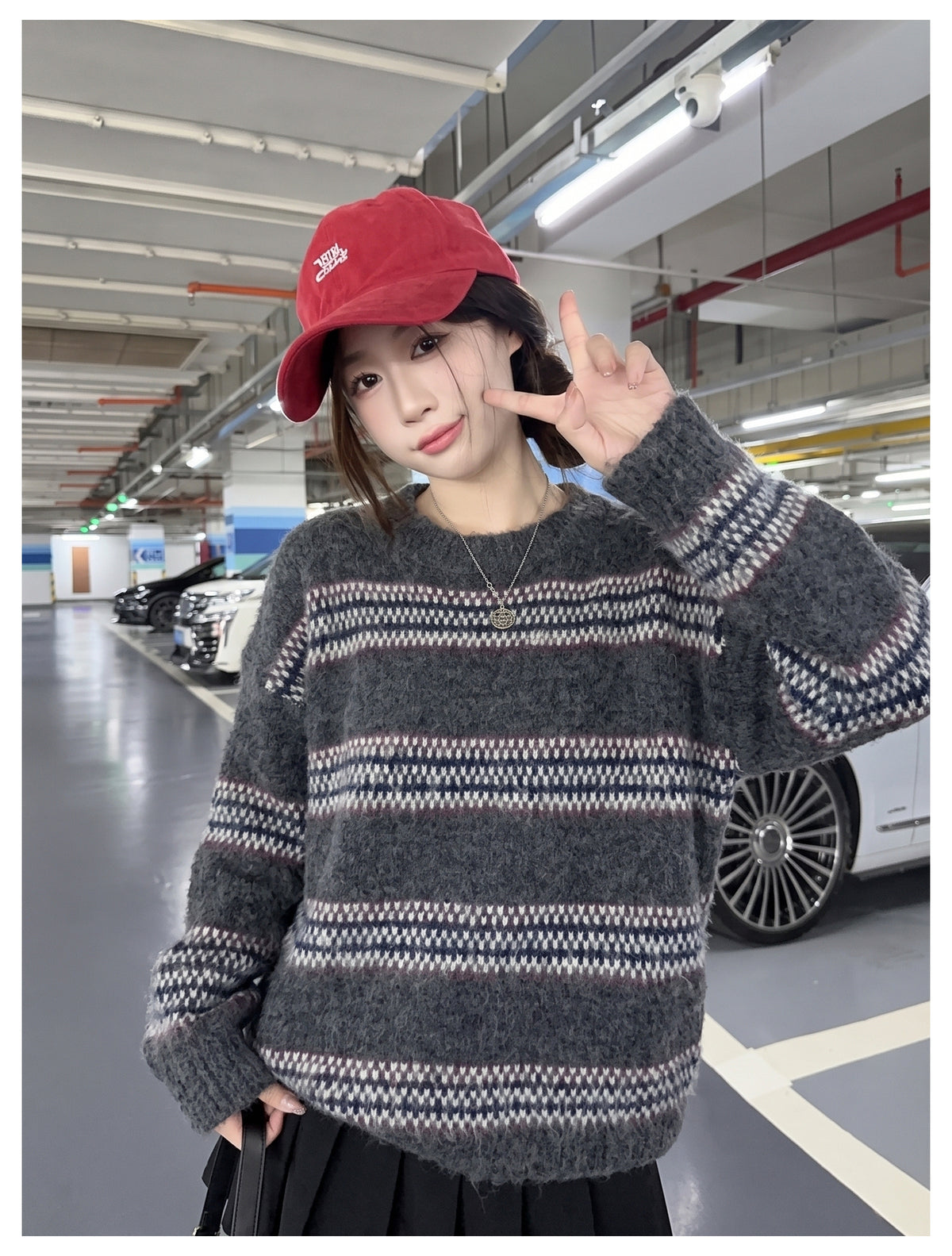 美式圓領撞色休閒外套