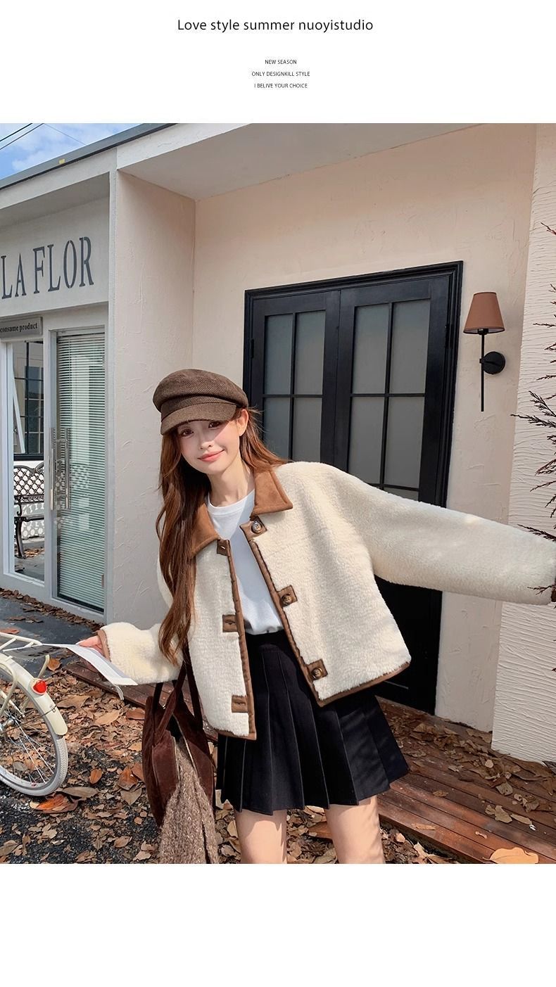 時尚氣質雙面穿羊羔毛外套