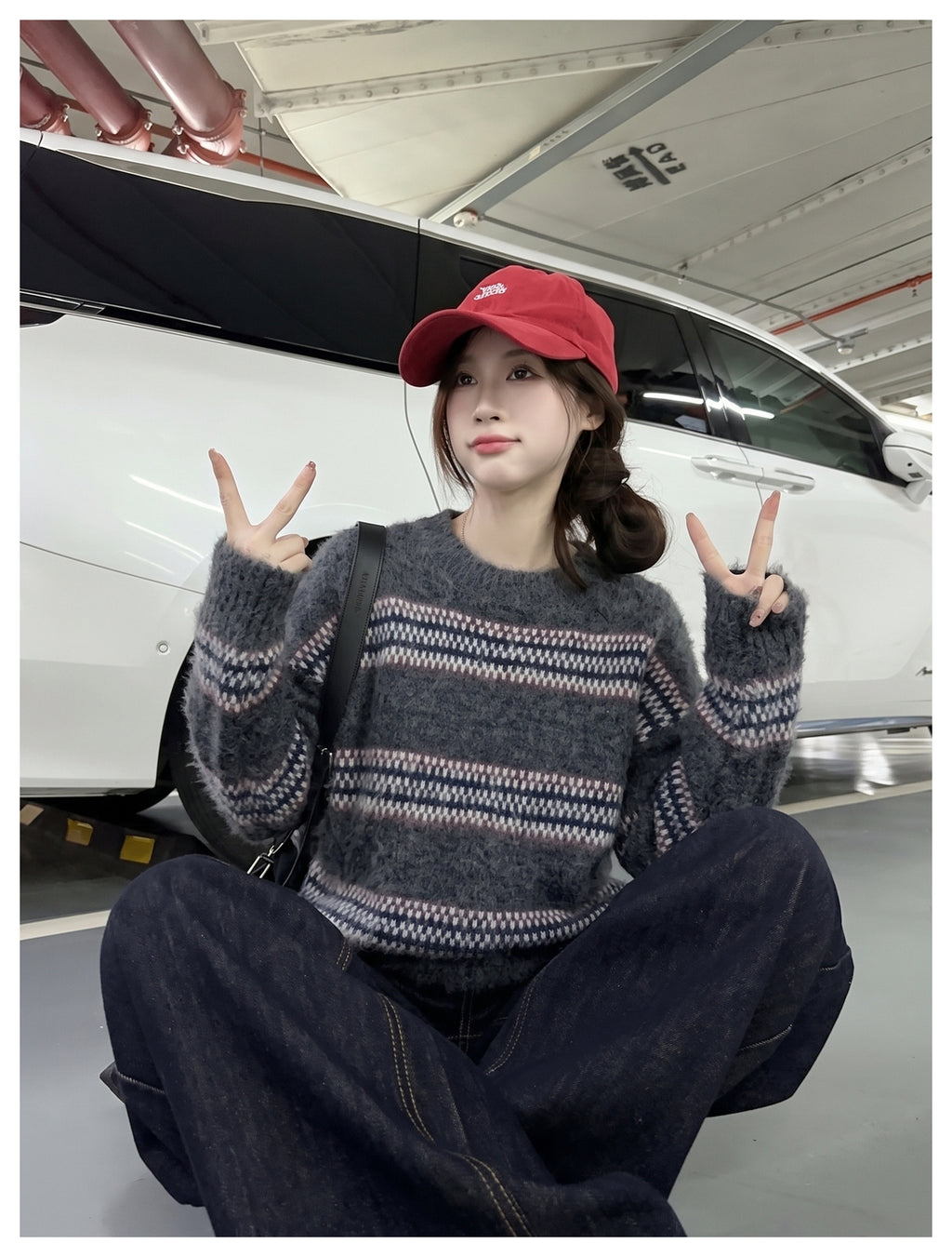 美式圓領撞色休閒外套