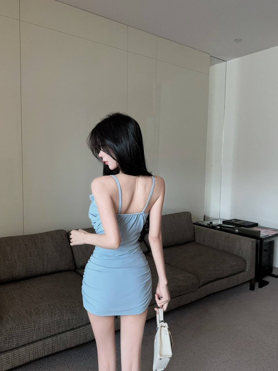 純欲風花朵拼接吊帶連衣裙
