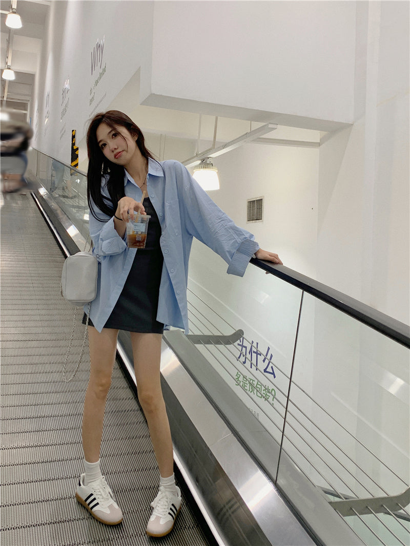 純色寬松休閒防曬襯衫外套
