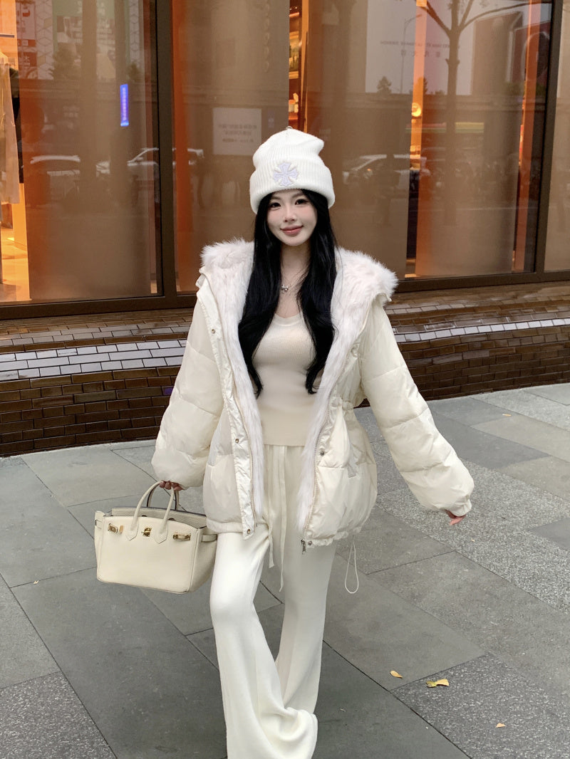 質感毛領連帽羽絨外套
