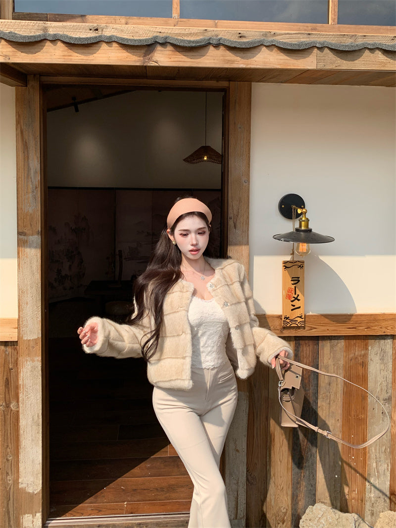 氣質貴婦小香風毛毛氣質外套